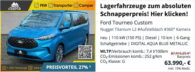 Der neue Ford Nugget. Hier klicken und sparen.